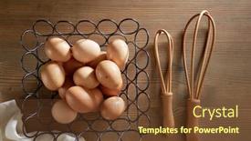  Presentation with hen - Amazing PPT layouts having basket-of-hen-egg-put backdrop and a tawny brown colored foreground