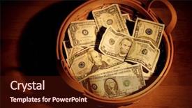  Presentation with money - Presentation theme consisting of basket of money background and a wine colored foreground