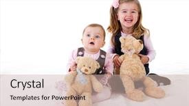  Presentation with baby bear - Beautiful slide set featuring basket of teddy bear backdrop and a soft green colored foreground