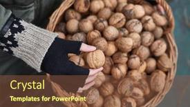  Presentation with walnut - Presentation design having basket-of-walnuts-held background and a tawny brown colored foreground