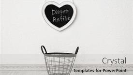  Presentation with baby shower - Colorful slide deck enhanced with basket-on-floor-for-game backdrop and a light gray colored foreground
