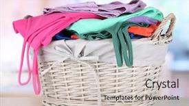  Presentation with clothing wooden clothes hanger object - Cool new theme with basket on table in room backdrop and a  colored foreground