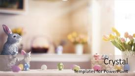  Presentation with easter basket - Slide deck featuring basket table decorating for holiday background and a soft green colored foreground