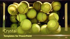  Presentation with nobody - Presentation having basket-with-big-tennis-balls background and a tawny brown colored foreground