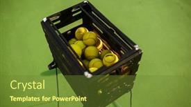  Presentation with nobody - Audience pleasing presentation theme consisting of basket-with-big-tennis-balls backdrop and a tawny brown colored foreground