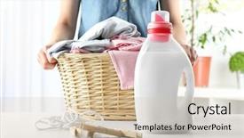  Presentation with wicker - Beautiful slide deck featuring fiber home - woman holding wicker basket backdrop and a soft green colored foreground