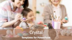  Presentation with human being - Slides consisting of basket with easter eggs being background and a coral colored foreground