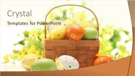  Presentation with easter basket - PPT theme with basket-with-easter-eggs-easter background and a cream colored foreground