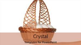  Presentation with mobile phone in woman hand - Slides consisting of basket with eggs in woman background and a  colored foreground