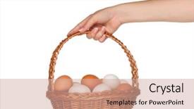  Presentation with carton for eggs - Beautiful presentation design featuring basket with eggs in woman backdrop and a  colored foreground