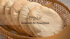  Presentation with bread - PPT theme having basket-with-fresh-baked-pita background and a coral colored foreground