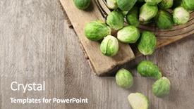 Presentation with sliced fresh papaya on wooden - PPT theme consisting of basket with fresh brussels sprouts background and a gray colored foreground