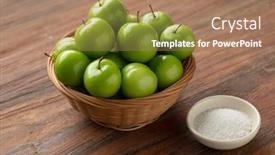  Presentation with green - Audience pleasing presentation theme consisting of basket-with-fresh-green backdrop and a coral colored foreground