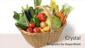  Presentation with organic - Slide deck having basket with fresh healthy organic background and a coral colored foreground