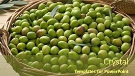  Presentation with green leaves - Presentation theme enhanced with basket-with-fresh-picked-raw background and a tawny brown colored foreground