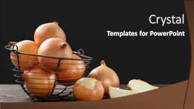  Presentation with onion - Slide deck with basket with fresh raw yellow background and a black colored foreground
