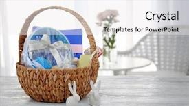  Presentation with ceramic - Slide deck with basket with gifts and ceramic background and a white colored foreground