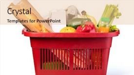  Presentation with grocery - Amazing slide set having basket with of grocery product backdrop and a lemonade colored foreground