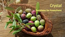  Presentation with olive branch - Cool new presentation theme with basket with olive branch backdrop and a tawny brown colored foreground