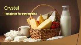  Presentation with dairy products - Slide deck enhanced with basket with tasty dairy products background and a  colored foreground