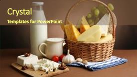  Presentation with dairy - Amazing presentation theme having basket with tasty dairy products on wooden table on dark brown background backdrop and a tawny brown colored foreground