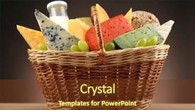  Presentation with dairy products - Amazing slide deck having basket with tasty dairy products on wooden table on dark background backdrop and a tawny brown colored foreground