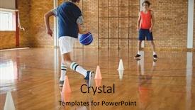  Presentation with basketball court - Amazing theme having basketball - high school boys practicing football backdrop and a coral colored foreground