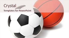  Presentation with basketball - Beautiful theme featuring basketball and football balls isolated backdrop and a  colored foreground