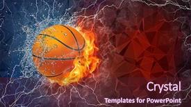  Presentation with fire ball - Audience pleasing PPT theme consisting of basketball ball on fire backdrop and a tawny brown colored foreground