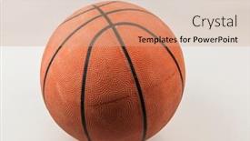  Presentation with ball sports - Presentation theme with basketball-ball-over-white-background background and a coral colored foreground