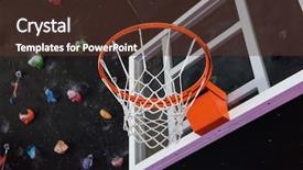  Presentation with gym - Colorful slide set enhanced with basketball basket in the modern backdrop and a tawny brown colored foreground