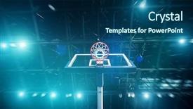  Presentation with basketball court - Amazing slides having basketball concept with spotlights backdrop and a ocean colored foreground