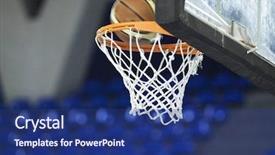  Presentation with basketball court - PPT layouts featuring basketball court - ball in hoop background and a ocean colored foreground