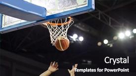  Presentation with basketball court - Presentation theme featuring basketball court - ball in hoop background and a black colored foreground