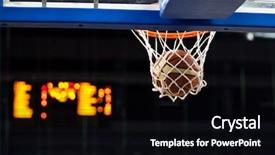  Presentation with basketball court - Slide deck having basketball court - ball in hoop background and a black colored foreground