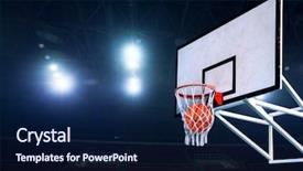  Presentation with basketball court - PPT theme consisting of basketball court - basket ball inside the net background and a navy blue colored foreground