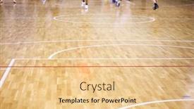 Presentation with basketball court - Audience pleasing PPT theme consisting of basketball court during game backdrop and a lemonade colored foreground