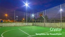  Presentation with basketball court - Audience pleasing presentation theme consisting of basketball court illuminated at dusk backdrop and a tawny brown colored foreground