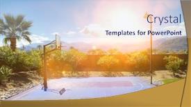  Presentation with basketball court - Presentation theme with basketball-court-in-hot-sunshine background and a light blue colored foreground
