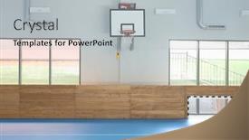  Presentation with basketball court - Slides consisting of basketball-court-indoorinside-sports-hall background and a  colored foreground