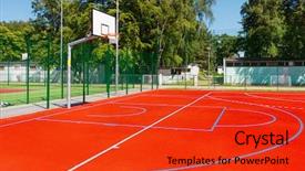  Presentation with basketball court - PPT theme consisting of basketball court background and a red colored foreground