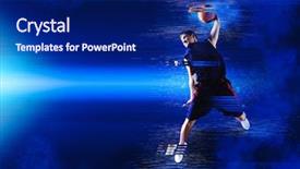  Presentation with basketball players - PPT theme consisting of basketball designing basketball plays - basketball players in action background and a navy blue colored foreground