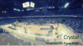  Presentation with sports arena - Audience pleasing PPT layouts consisting of basketball events - defocused background of sports arena backdrop and a soft green colored foreground