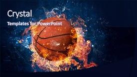  Presentation with basketball - Presentation design featuring basketball game concept background and a navy blue colored foreground
