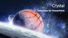  Presentation with basketball - Slide deck enhanced with basketball game concept background and a navy blue colored foreground