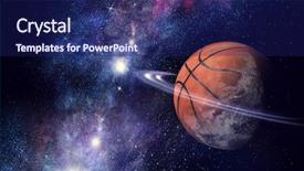  Presentation with basketball - Audience pleasing slide deck consisting of basketball game concept backdrop and a navy blue colored foreground