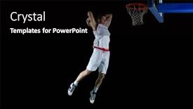  Presentation with basketball - Cool new PPT theme with basketball-game-sport-player backdrop and a black colored foreground