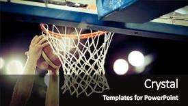  Presentation with sports arena - Beautiful slides featuring basketball going through the hoop backdrop and a black colored foreground