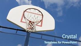 Presentation with basketball blue - PPT theme enhanced with a partly cloudy blue background and a ocean colored foreground