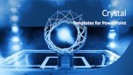  Presentation with march madness basketball - Audience pleasing PPT theme consisting of basketball hoop in a sports backdrop and a ocean colored foreground